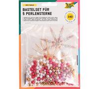 IDENA Folia 12520 - Bastelset per Perline a 5 Stelle, Rosso/Oro/Bianco Perla - N