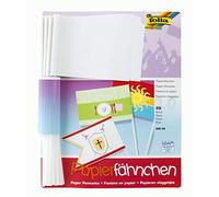 IDENA Folia 2371 - Bandiere di Carta, DIN A6, Lunghezza dell'asta 30 cm, 20 Pezzi, Bianco