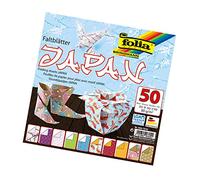 IDENA Folia, Fogli Pieghevoli, 80 g/mq, 50 Fogli Assortiti in 5 Motivi, Japan 10x10cm, 10 x 10 cm