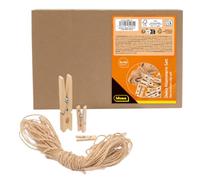 Idena Mollette decorative in legno, 7,3 cm, 3,5 cm, 2,5 cm, 3 x 40 pezzi