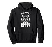 Identificare Bad Kitty Emo Estetica Angry Cat Anti Sociale Felpa con Cappuccio
