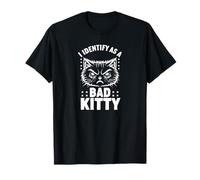 Identificare Bad Kitty Emo Estetica Angry Cat Anti Sociale Maglietta