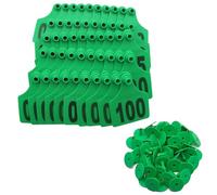 Identificazione del bestiame Marchi auricolari num Marchi auricolari for bestiame, capre, pecore, multicolore, confezione numerata da 100(Green,001-100)