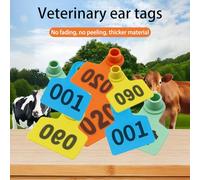 Identificazione del bestiame Marchi auricolari num Marchi auricolari for bestiame, capre, pecore, multicolore, confezione numerata da 100(Red,001-100)