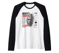 Identità Corrotto Cyber Glitch Impronte Digitali Arte Distopica Maglia con Maniche Raglan