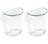 iDesign 20400ES - Organizer base con ventose, contenitore in plastica per spazzolini da denti, cosmetici e altro, trasparente (Confezione da 2)