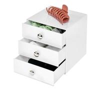 iDesign Drawers tre cassetti, robusta scatola in plastica per trucco, accessori, gioielli e altro, organizer compatto per tavolo da toeletta, bianco, Set di 1