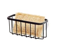 iDesign 84707, porta spugna Gia AA8, organizer per lavello in metallo inossidabile per spugna e raschietto, nero opaco normale