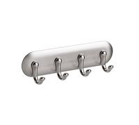 iDesign AFFIXX Forma Ganci portachiavi con sistema autoadesivo, Piccolo appendichiavi da parete con 4 ganci in plastica, argento opaco
