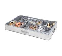 iDesign Aldo Organizer scarpe per 12 paia di calzature, Organizzatore scarpe in tessuto di polipropilene, Scatola scarpe per la camera da letto o l'armadio, grigio