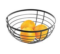 iDesign Austin Cestino portafrutta con Design Aperto, Porta Frutta da Tavolo Tondo in Metallo, Nero Opaco, Acciaio, 26,8 cm x 12,3 cm