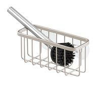 iDesign Austin Porta spugne cucina con ventose, Porta spugna lavello in metallo con finitura inossidabile per spugne e spazzole, argento opaco