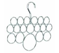 iDesign Axis Appendino porta sciarpe con 18 anelli, Organizer per guardaroba ideale per sciarpe, foulard, cravatte e cinture in metallo, argento