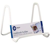 iDesign Axis Cavalletto Metallo Libri tavoli e Piani di Lavoro, Elegante Supporto per Piastra autoportante per Cucina, Bianco, White
