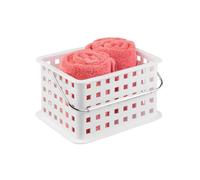 iDesign Basic Cesto portaoggetti, Piccolo organizer multiuso in plastica per bagno e cucina, bianco