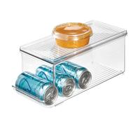 iDesign Box frigo con coperchio, Piccoli contenitori frigorifero in plastica adatti per 9 lattine, Contenitori per alimenti versatili, trasparente