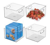 iDesign Cabinet/Kitchen Binz Contenitore cucina, Grande organizer cucina in plastica, Set da 4 organizer frigo, trasparente