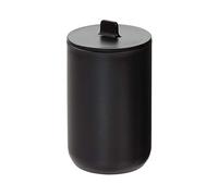iDesign Cade Coperchio cilindrico, Contenitore plastica e Organizer Bagno per Cotone, Cotton fioc, Cosmetici e Altro, Nero, 8,0 cm Diametro x 13 cm