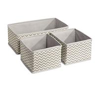 iDesign Chevron Soft Storage Organizzatore Accessori, 3 Pezzi, Plastica, Beige, 29.21x13.97x10.16 cm