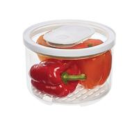 iDesign ermetico da frigo con Coperchio, Grande Contenitore Alimenti per Frutta e Verdura con Regolazione dell'Aria, Portavivande in plastica, Trasparente/Bianco, 20.96/20.96/14.22 cm