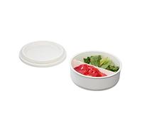 iDesign Contenitore per alimenti in plastica riciclata piccolo rotondo diviso per frigorifero e congelatore con coperchio, 17 x 17 x 6,3 cm, cocco