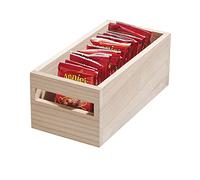 iDesign Eco Wood Porta Oggetti con Manici, Piccolo Contenitore armadietti Paulownia, Scatola Legno portaoggetti per Cucina e Altri Ambienti, Beige, Naturale, 25.4x12.7x10.2cm