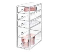 iDesign Drawers Portaoggetti per bagno con 5 cassetti | Organizer trucchi e accessori | Mini cassettiera anche per minuterie e fai da te | Plastica trasparente