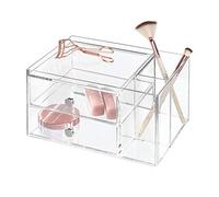 iDesign Drawers Svuotatasche e portaoggetti bagno, 2 cassetti porta trucchi o porta merceria e cancelleria, Organizer bagno e ufficio, Plastica trasparente