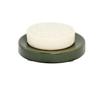 iDesign Earth Collection Portasapone, Porta Sapone Tondo in Ceramica con Piedini Antiscivolo, Pratici Accessori Bagno per lavabo e lavandino, Verde, 11.48/11.48/2.01 cm