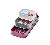 iDesign Eco Office Set da 3 Organizer, Pratico Contenitore Articoli di cancelleria, Organizzatore scrivania in plastica Riciclata, Rosso, Grigio Scuro e Bianco, 3 unità