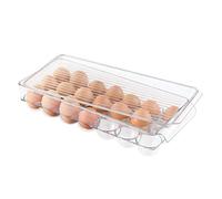 iDesign Fridge/Freeze Binz Contenitore Per Uova, Grande Portauova In Plastica Impilabile Per 21 Uova, Trasparente