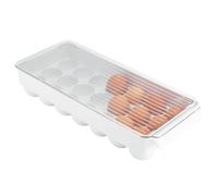 iDesign Fridge/Freeze Binz Contenitore Per Uova, Portauova In Plastica Impilabile Per 12 Uova, Bianco/Trasparente