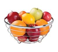 iDesign Fruttiera rotonda, moderno cesto in filo metallico per frutta e verdura in metallo, argento
