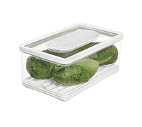 iDesign ID Fresh ermetico da frigo con Coperchio, Grande Contenitore Alimenti per Frutta e Verdura con Regolazione dell'Aria, Portavivande in plastica, Trasparente/Bianco/Verde, 31.75/19.05/14.22 cm