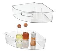 iDesign Lazy Susan 1/4 cuneo organizer con manico, organizer angolare per armadietto, set di 2 pezzi, trasparente