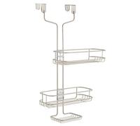 iDesign Linea Portasapone per doccia da appendere, Mensola doccia con ripiani regolabili in metallo, argento opaco