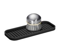 iDesign Lineo Vassoio in silicone per lavello della cucina per spugne, strofinacci, sapone, porta cucchiaio da fornello, 9"" x 3,5"" x 0,5"", nero