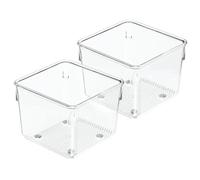 iDesign Linus Divisorio per Cassetti, Piccolo Organizzatore Cassetti Cucina per Utensili in Plastica, Set da 2 Box Contenitori, Trasparente
