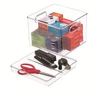 iDesign Linus Organizzatore Cassetto Cucina, 2 Pezzi, Plastica, Trasparente, 30.5x20.3x8.1999999999999993 cm