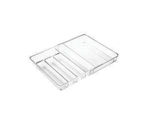 iDesign Linus Organizzatore Posate, Espandibile, Plastica, Trasparente, 5x5x5 cm