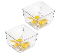 iDesign Linus Plastic Drawer Organizer Storage Container for Vanity Bathroom Kitchen Drawers 3"""" x 3"""" x 2"""" Set of 2 Clear