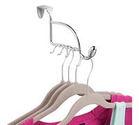 iDesign Orbinni Attaccapanni per porte, Struttura con gancio da porta in metallo e supporto per 4 appendini per giacche o completi, argento