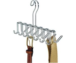 Idesign Organizer Armadio Con 14 Ganci, Portacravatte Piccolo in Metallo Cromato