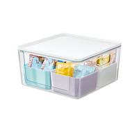 iDesign Organizer cassetti con 4 scomparti, Organizer cucina dalla serie di Rosanna Pansino, Organizer bagno in plastica riciclata con apertura frontale e coperchio, colorato e bianco