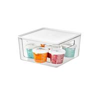 iDesign Organizer cassetti, Organizer cucina dalla serie di Rosanna Pansino, Organizer bagno in plastica riciclata con apertura frontale e coperchio, trasparente e bianco