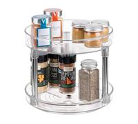 iDesign Organizer cucina a 2 livelli, Portaspezie girevole in plastica priva di BPA, Porta spezie ideale anche per conserve e altri utensili, trasparente