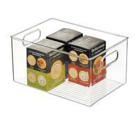 iDesign - Organizer extra large in plastica per dispensa, frigorifero, per alimenti, bevande e condimenti, trasparente, scatola portaoggetti da cucina