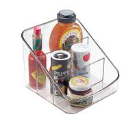 iDesign Organizer cucina, Grande contenitore cucina in plastica con 3 scomparti, Scatola cucina salvafreschezza ideale per confezioni e spezie, trasparente