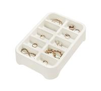 iDesign Eco Tray 10 Scomparti, Porta Gioielli Donna per Anelli, collane, Orecchini, Organizer cassetti in plastica per Trucchi, Fermagli e Accessori, Bianco, 6.4 x 19.2 x 28.1 cm