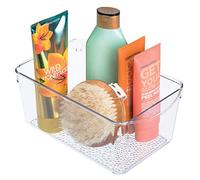iDesign Organizer trucchi, Contenitore in plastica ideale per cosmetici e trucchi, Pratico organizer bagno dal design funzionale con manici, trasparente